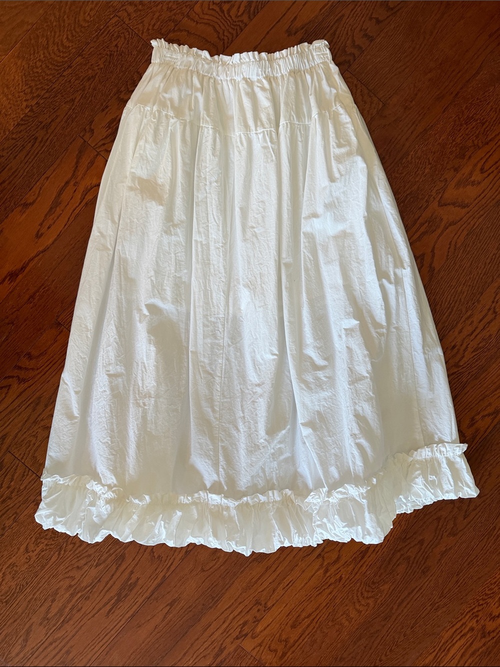 White Ruffled Midi Skirt